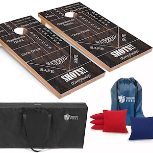 Tailgating Pros 4&#39;x2&#39; Drinking Game Cornhole Boards w/ Carrying Case, optional Light Package and set of 8 Bags!