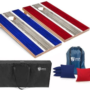 Tailgating Pros 4&#39;x2&#39; Regulation Stripe Patterned Cornhole Boards w/ Carrying Case & set of 8 Bags. Different Lighting Options Available!