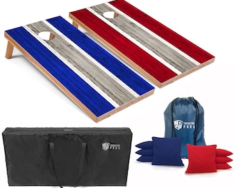 Tailgating Pros 4'x2' Regulation Stripe Patterned Cornhole Boards w/ Carrying Case & set of 8 Bags. Different Lighting Options Available!