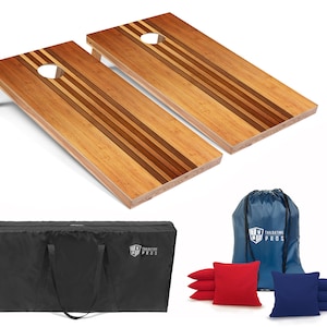 Tailgating Pros 4&#39;x2&#39; Retro Wooden Cornhole Boards w/ Carrying Case, optional Light Package and set of 8 Bags!