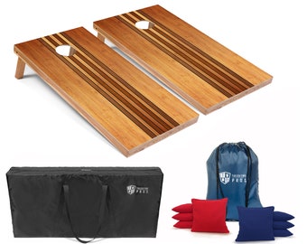 Tailgating Pros 4'x2' Retro Wooden Cornhole Boards w/ Carrying Case, optional Light Package and set of 8 Bags!