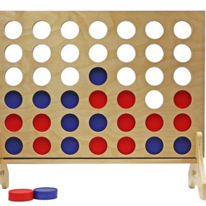 Premium Natural Giant Four in a Row With Carrying Case- Choose Your Puck Colors!