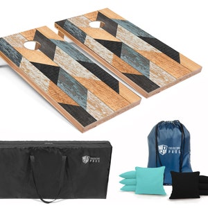 Tailgating Pros 4&#39;x2&#39; Distressed Wooden Cornhole Boards w/ Carrying Case, optional Light Package and set of 8 Bags!