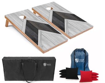 Tailgating Pros 4'x2' Black & Grey Wooden Cornhole Boards w/ Carrying Case, optional Light Package and set of 8 Bags!