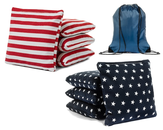 8 Regulation Cornhole Bags. Stars and Stripes. USA Handmade. Free