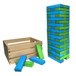 Tailgating Pros Premium Giant Toppling Timbers with Wooden Crate-Customize Your Set by Choosing Your Colored Blocks-Add Tipsy Game Stickers image 6