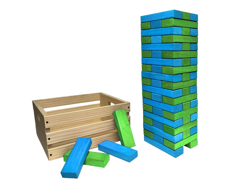 Tailgating Pros Premium Giant Toppling Timbers with Wooden Crate-Customize Your Set by Choosing Your Colored Blocks-Add Tipsy Game Stickers image 6