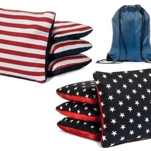 8 Regulation Cornhole Bags. Stars and Stripes Stick and Slide Canvas and Suede Bean Bags. . Free Expedited Shipping. American Flag Bags