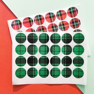 Christmas plaid deco dot stickers | Handmade stickers, bulletjournal stickers, deco, scrapbook stickers, craft stickers, planner stickers
