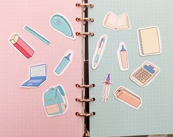 Zestaw naklejek winylowych do nauki | Naklejki ręcznie robione, naklejki do bulletjournal, naklejki dekoracyjne, naklejki do scrapbooków, papier, rękodzieło, naklejki do planerów