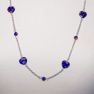 Blaue Millefiori Herz Halskette