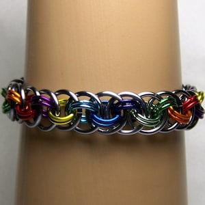 Gay Pride Chainmaille Bracelet, Rainbow Bracelet, Pride, Chain Link, Colorful, LGBTQ, Unique, Hand-Crafted, Hand-Made