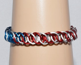 Patriotic Half Persian Chainmaille Bracelet