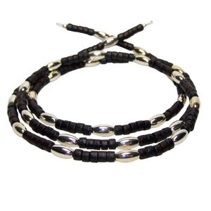 Black and Silver Beaded Eyeglass Chain