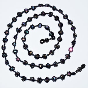 Rainbow Black Beaded Eyeglass Chain