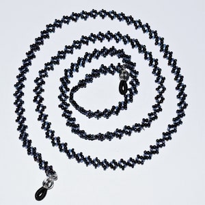 Hand-Woven Rainbow Black Eyeglass Chain, One of a Kind Glasses Necklace, Beaded Glasses Chain, Readers Leash, Readers Lanyard