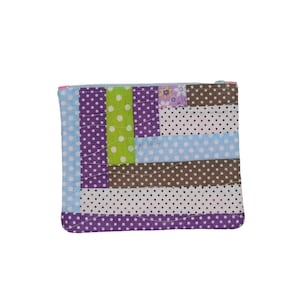 Bolsa de maquillaje acolchada con lunares y cremallera: hecha a mano