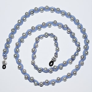 Purple and Gray Beaded Eyeglass Chain