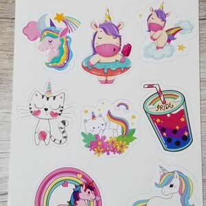 Rainbow unicorn stikers