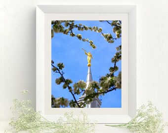 Sacramento Californië LDS tempel / / engel Moroni in de bloesems / / 5 verschillende maten / / digitale Download