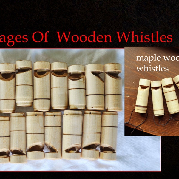 You can now order large orders of wooden whistles from this listing