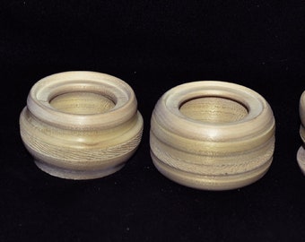 Set of four  un finished /but sanded poplar wood  pin  cushion  bottoms (all have a inset lip ring for your cushion to rest on)