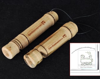 2-Mini wooden train whistles