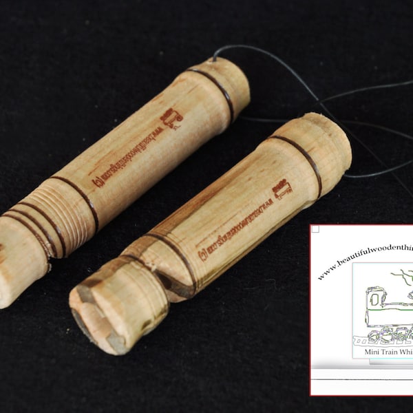 2-Mini wooden train whistles