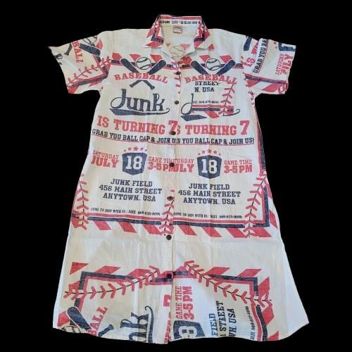 Flour Sack Dress / Duster Baseball Junk Vintage Look Feed Sack Garden Hippie Boho One Size Relaxed Fit Button Up Flour Sack Dress / Duster Baseball Junk Vintage Look Feed Sack Garden Hippie Boho One Size Relaxed Fit Button Up