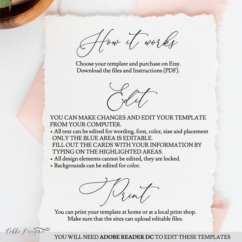 Monogram Rustic Wedding PDF Editable Text Evelyn Save the Date Template Instant Download Floral Wedding