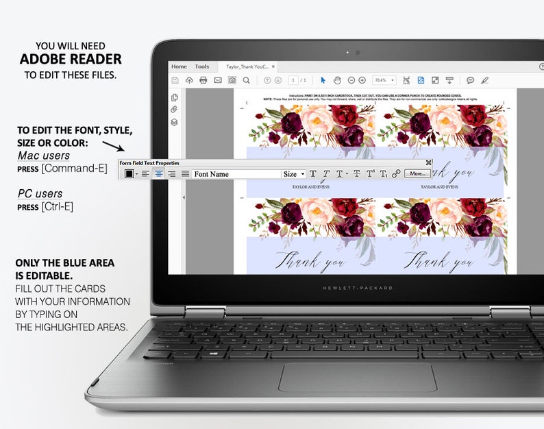 Marsala Thank oneself card, Editable Floral Printable Template, Burgundy Red, Intimate Florals, Instantaneous Down load, Editable Phrases, PDF, Taylor picture about Hewlett Packard Printable Cards called Marsala Thank yourself card, Editable Floral Printable Template, Burgundy Red, Passionate Florals, Quick Down load, Editable Words, PDF, Taylor