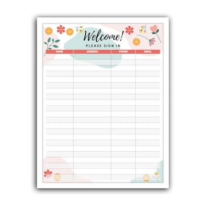 Hoja de registro básica - Primavera, Verano, Flores, Registro, descarga de archivo digital en PDF