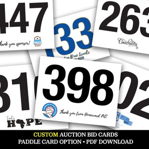 Schede/palette per offerte d'asta PERSONALIZZATE, Beneficenza, Asta, Raccolta fondi, Schede per offerte, Evento, Palette per aste, No profit, Evento scolastico, Stampabile, File