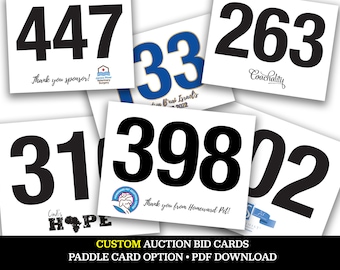 CUSTOM Auction Bid Cards/Paddles, Charity, Auction, Fundraising, Bid Cards, Event, Auction Paddles, Nonprofit, School Event, Printable, File