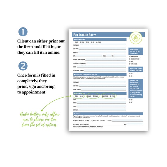 Veterinary Intake Form Etsy