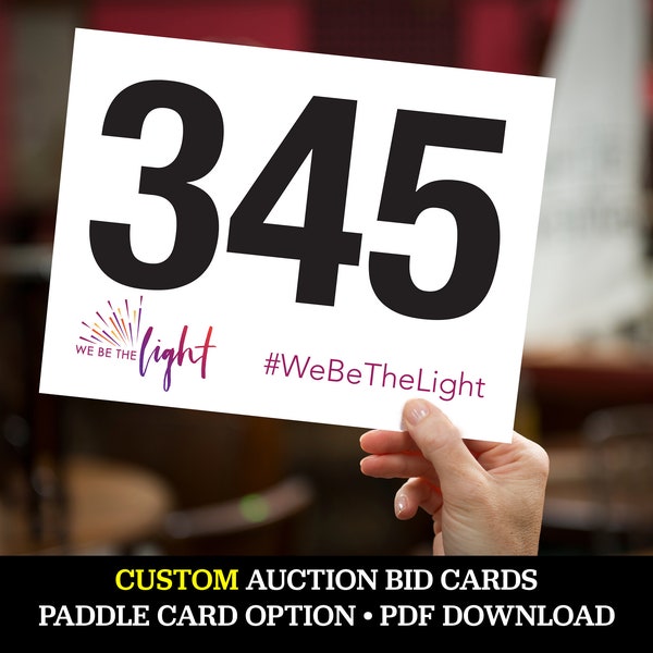 CUSTOM Auction Bid Cards/Paddles, Charity, Auction, Fundraising, Bid Cards, Event, Auction Paddles, Nonprofit, School Event, Printable, File