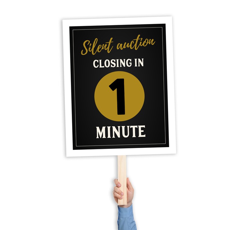 3 PDF Posters - Silent Auction Closing in 1, 15 and 30 Minutes, Signage ...