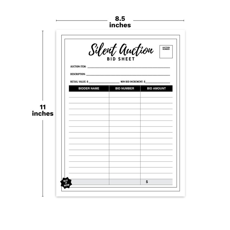 Editable Silent Auction Bid Sheet With 