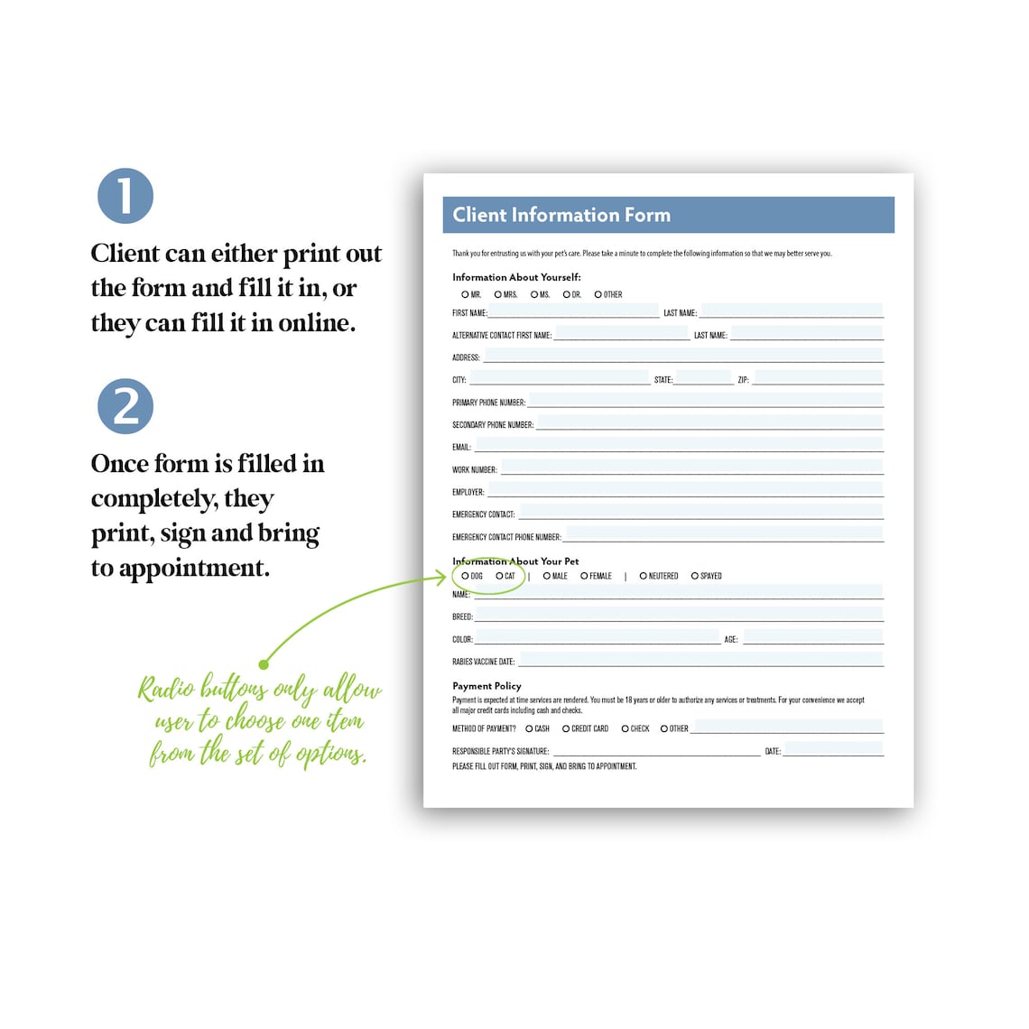 Veterinary Intake Form for Online or Print Use, PDF, Vet Tech ...