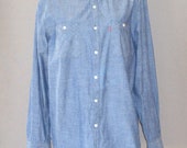 LEVIS Denim Shirt Vintage 90s Men 39 s Blue Button Up Long Sleeve Oxford Shirt Levis Denim Hippie Shirt Jean Light Blue Retro Boyfriend XL