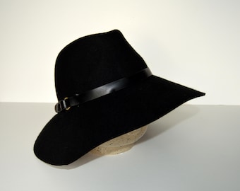 Eric Javits Black Wide Brim Hat, Packable Wool Fedora - Etsy display picture 2