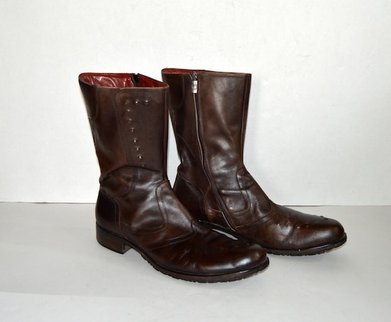 Vintage JO Ghost Mens Brown zip ankle boots Motor… - image 2