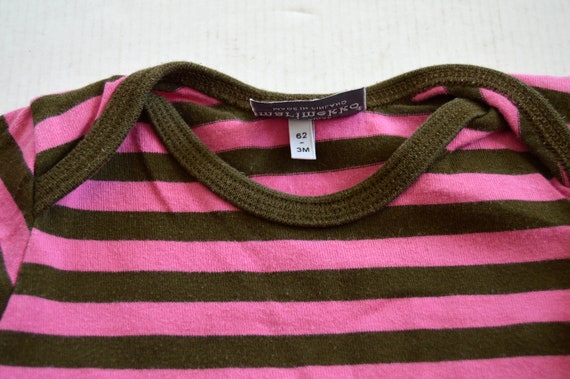 Marimekko Striped Baby Bodysuit Pink Brown Cotton… - image 4