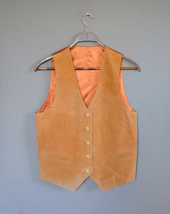 Vintage Leather Vest Camel Brown Suede Leather Wo… - image 6