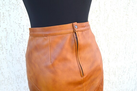 Vintage Leather Skirt and Jacket Set 80s Suit Rea… - image 7