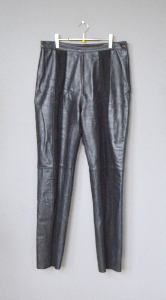 Black Leather Pants High Waisted Genuine Leather … - image 7