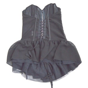Vintage Corset Strapless Bodice Pin Up Flexible Glamour Black Corset With Boning and Lace Steampunk Corset Lace Up Bodice XS Size
