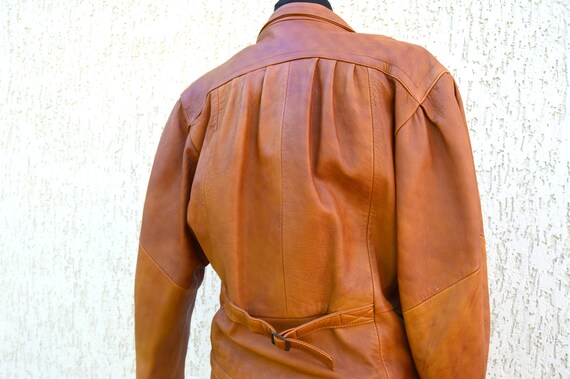 Vintage Leather Skirt and Jacket Set 80s Suit Rea… - image 6