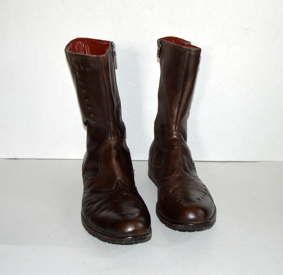 Vintage JO Ghost Mens Brown zip ankle boots Motor… - image 5