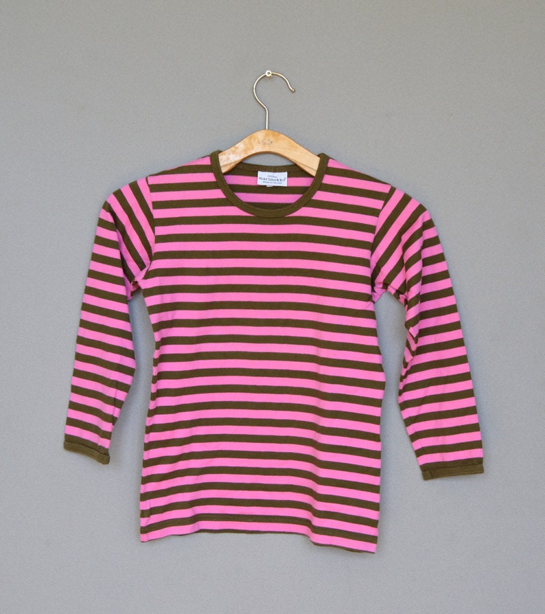 Marimekko Striped T shirt Pink Brown Kids long sleeve T | Etsy
